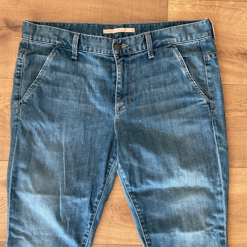 Vince Trouser Drop Pacific Straight Leg Jeans 30 Blue Cotton Denim Distressed - Picture 4 of 8
